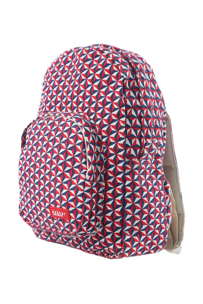 Mini Backpack in Navy & White Geometeric Print