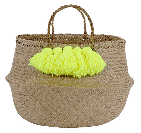 Neon Yellow Pom Basket