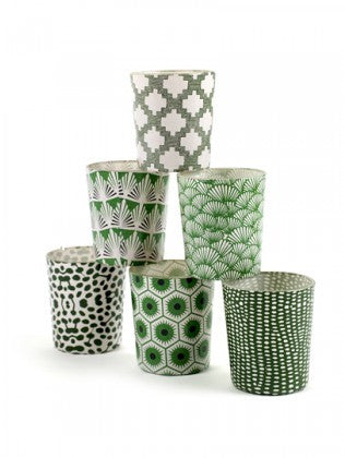 Green & White Patterned T-lights