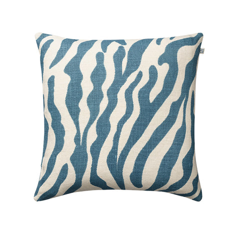 Zebra Blue Linen Cushion