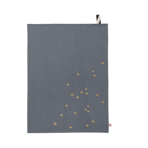 Charcoal & Gold Spot Teatowel