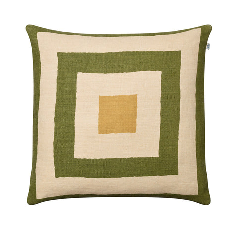 Green and Yellow Linen Cushion