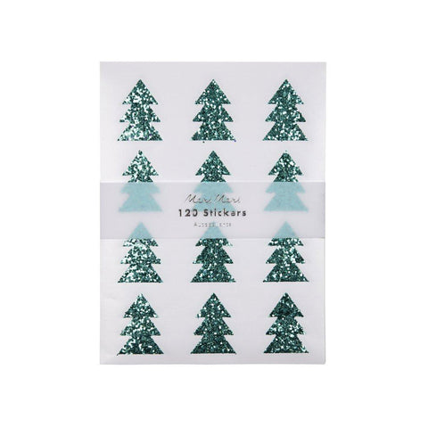 Green Glitter Tree Stickers