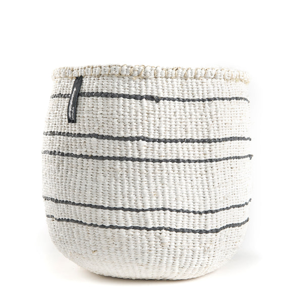 Grey and White Striped Basket