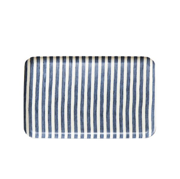 Navy & White Striped Linen Tray Large