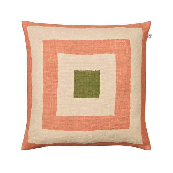 Rose, Beige and Green Linen Cushion