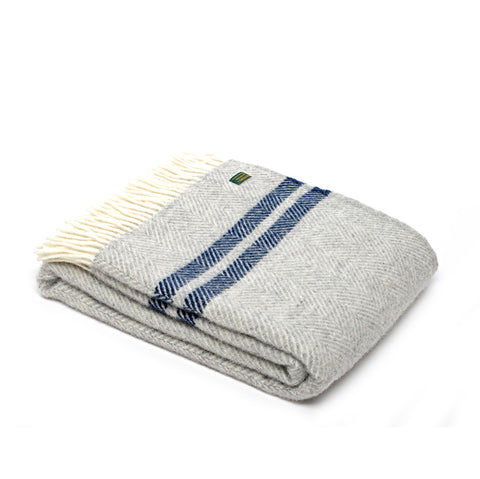 Grey & Navy Striped Throw