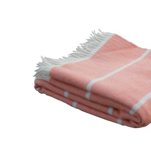 Coral Striped Woollen Throw