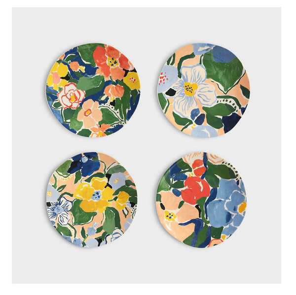 Floral Bamboo Plates (Set of Four)